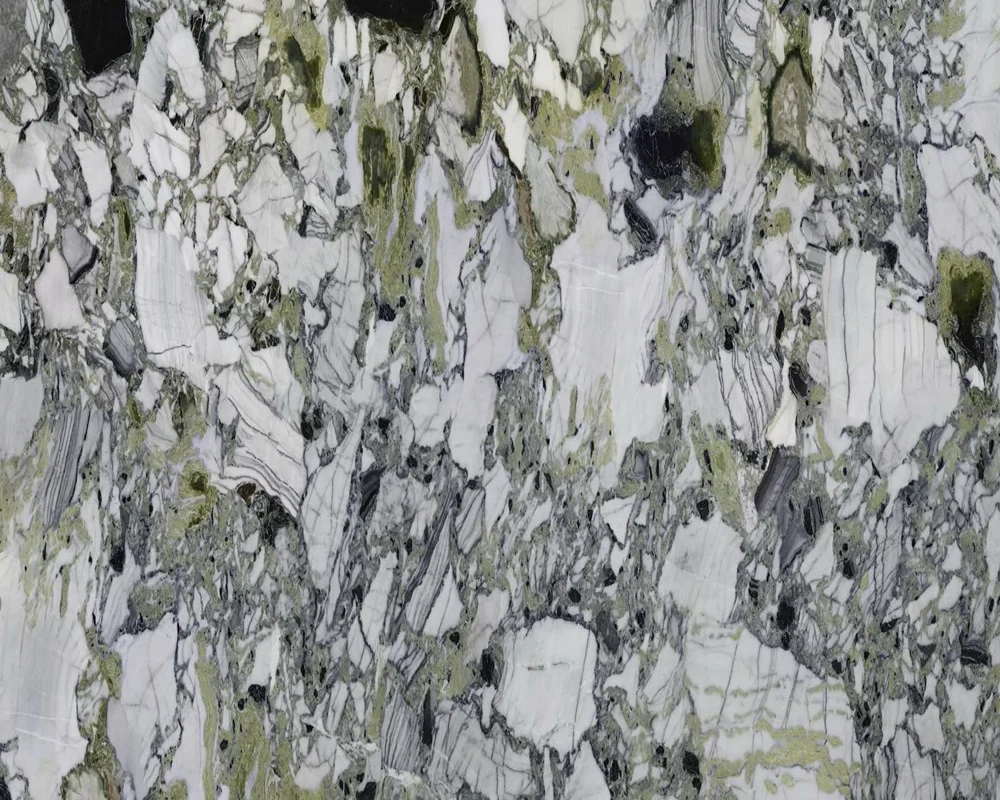 Cold Jade Sintered Stone, Luxury Green Vein Large Format Slab for Countertops, Wall Cladding and High-End Interior Design