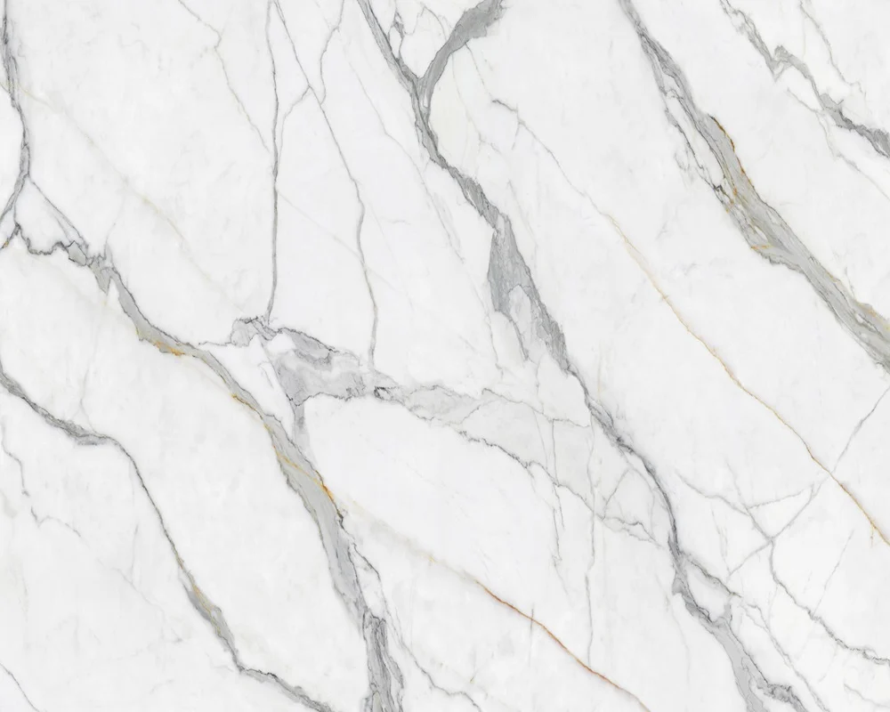 White Jade Sintered Stone, Elegant White Calacatta Large Format Slab for Countertops, Wall Cladding and Luxury Interior Design