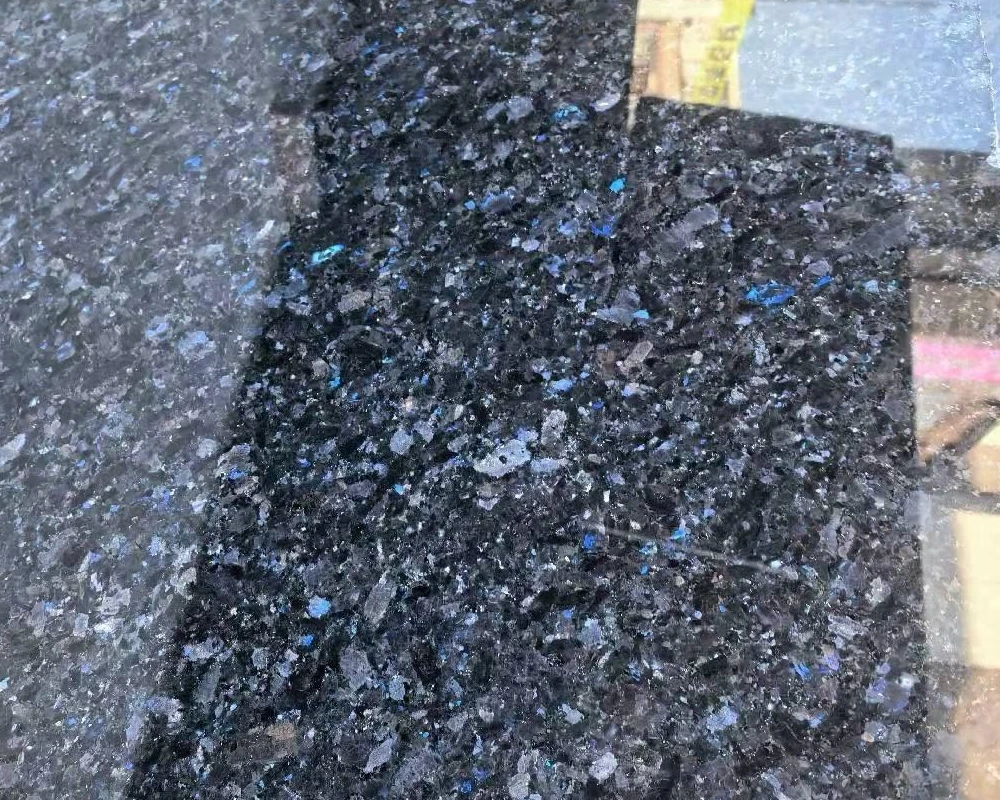 Blue Brick Granite, Luxury Black Stone with Blue Crystals for Villa Countertops